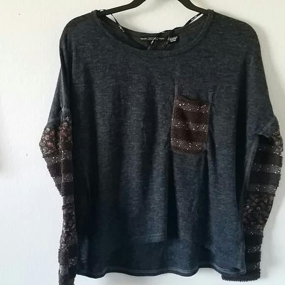 LOWEST PRICE Mixed fabric long sleeve tee