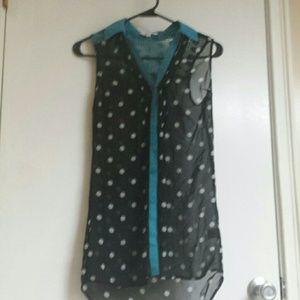 Juniors XS sheer chiffon button down tank