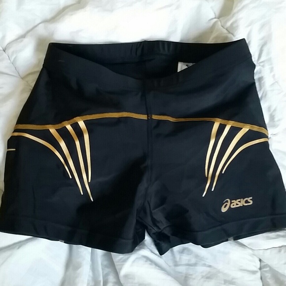 Gold stripe workout shorts