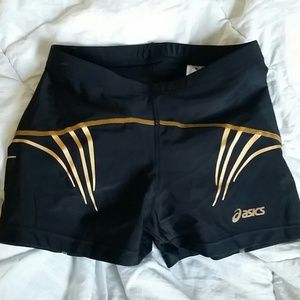 Gold stripe workout shorts