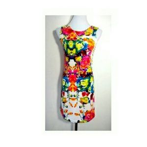 New Stretch Large Floral Dress Cream/white pink