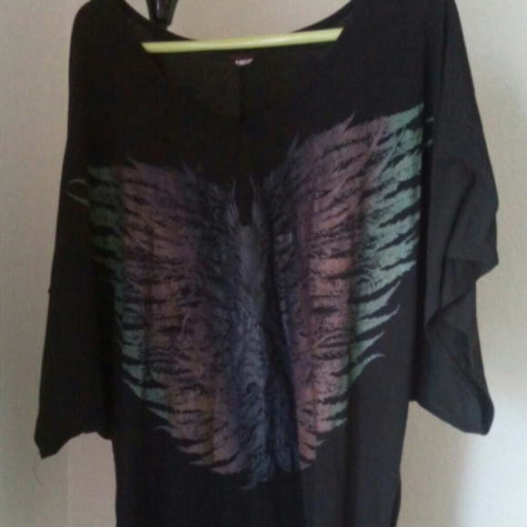 Flowy sleeves black candy rain top - Picture 1 of 2