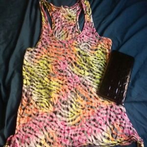 OP multi colored cheetah print see through tank