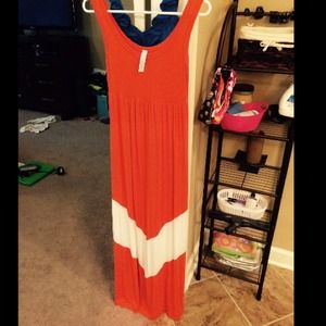 Orange & white Chevron maxi! New without tags