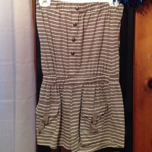Strapless striped light brown romper size small