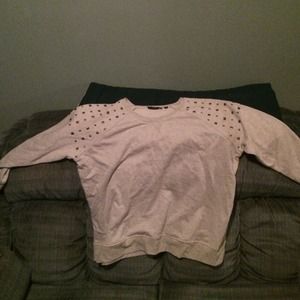 Beige studded 3/4 sleeve sweater