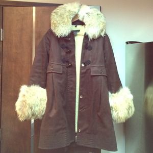 Marc by Marc Jacobs fur trimmed toggle coat