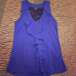 Ruffled Blue Tank Top