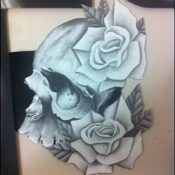 Skull and roses