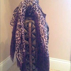 Leopard print & purple ombre scarf