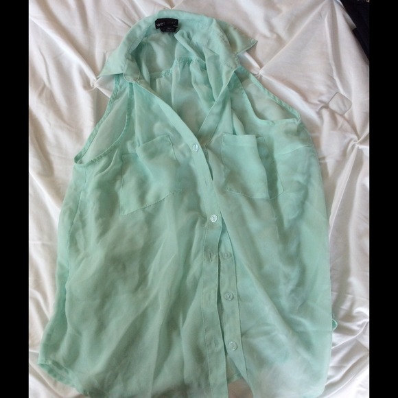 Cute light blue sheer tank top