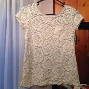 Off-white floral lace solid back gray size XS