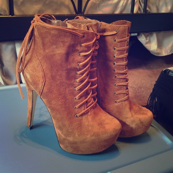 Cognac ALDO 'Sicilian' Lace-Up Platform Boots