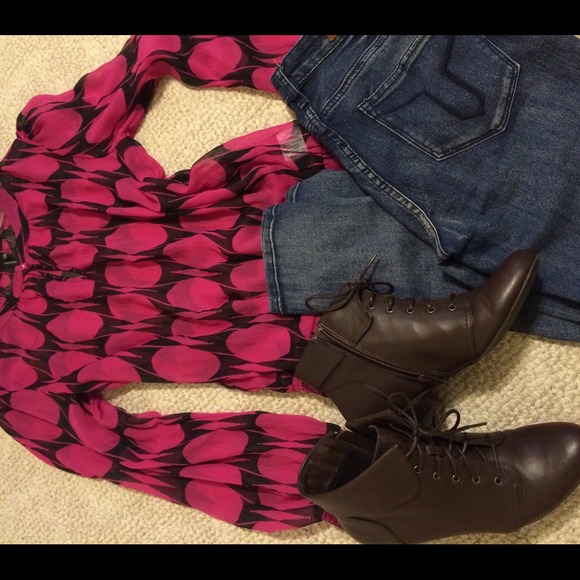 Pink & black polyester top