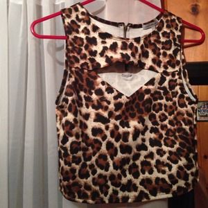Cheetah crop top with cut out in front