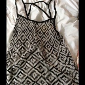 NWT tribal black and white sheer tank top