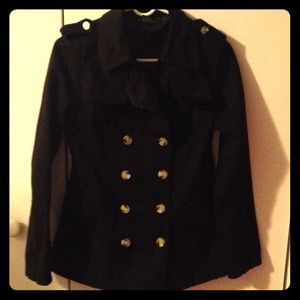 Black cotton short trench coat