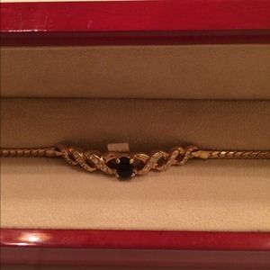14K Yellow Gold Oval Gemstone and Diamond Bracelet