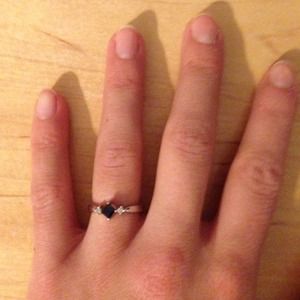 Beautiful sapphire & diamond sterling silver ring