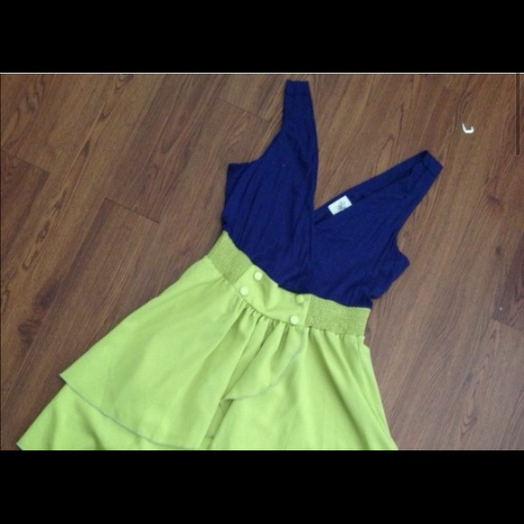 Lime green and blue dress