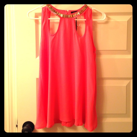 Bright coral sleeveless top