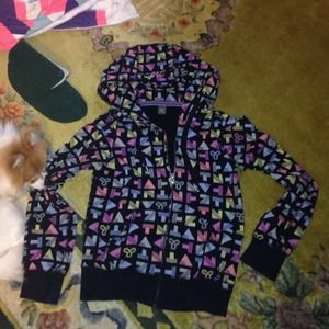 TNA black colorful design fleece hoodie