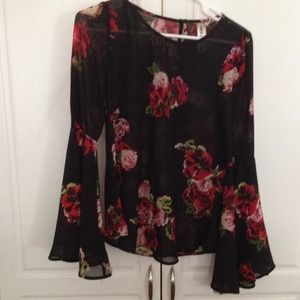 🎉🎉HP🎉🎉Shear blouse with flair sleeves🎉🎉