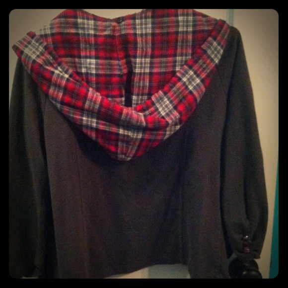 (Brand: Crafty Couture) Grey Jacket w/ Plaid Hood