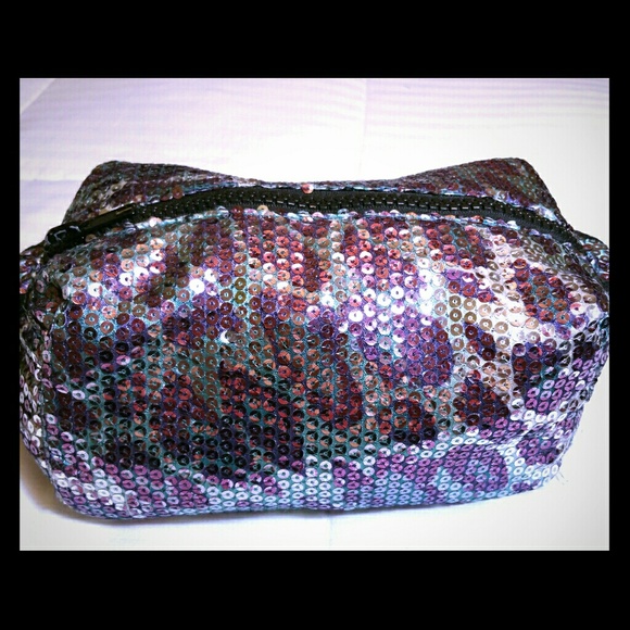 Sequin blue cosmetic bag