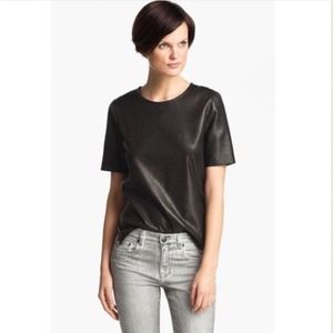 | new | VINCE Leather Tee +