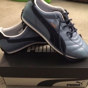 Puma sneakers. Light blue vinyl and suede.