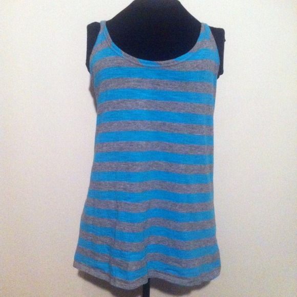No Boundaries Tops - Blue & Gray stripe summertime racerback tank