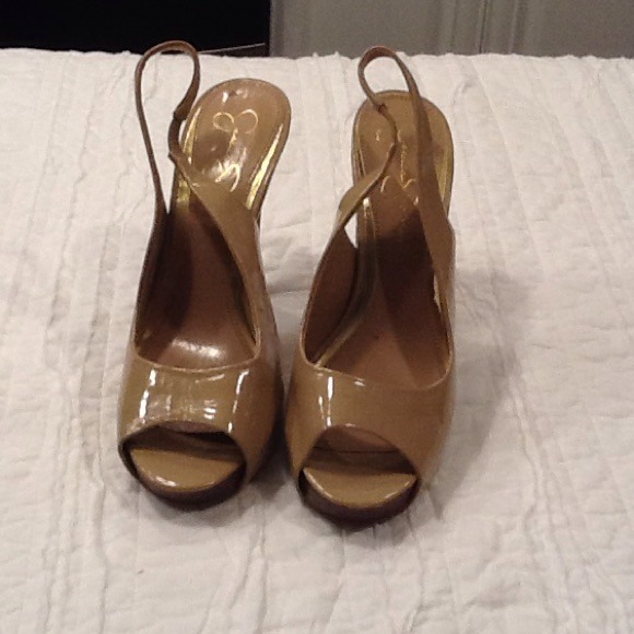 Tan high heel sandals