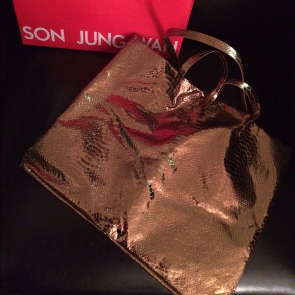Son Jung Wan Snakeskin Metallic Tote