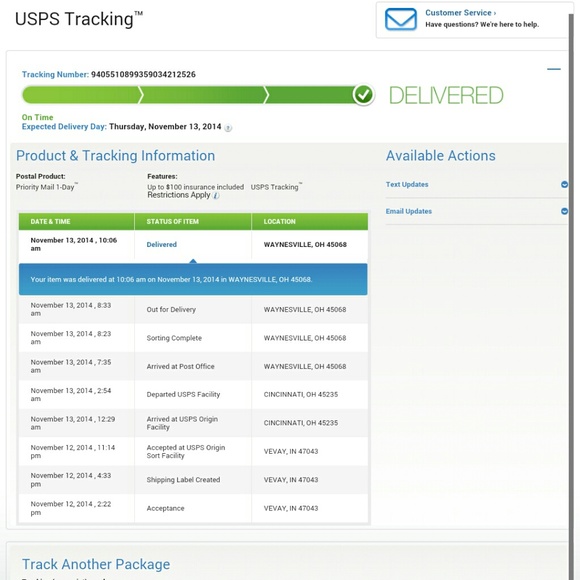 Proof of delivery