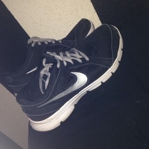 Black and White nike shoes.