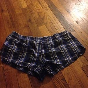 Blue plaid sleep shorts