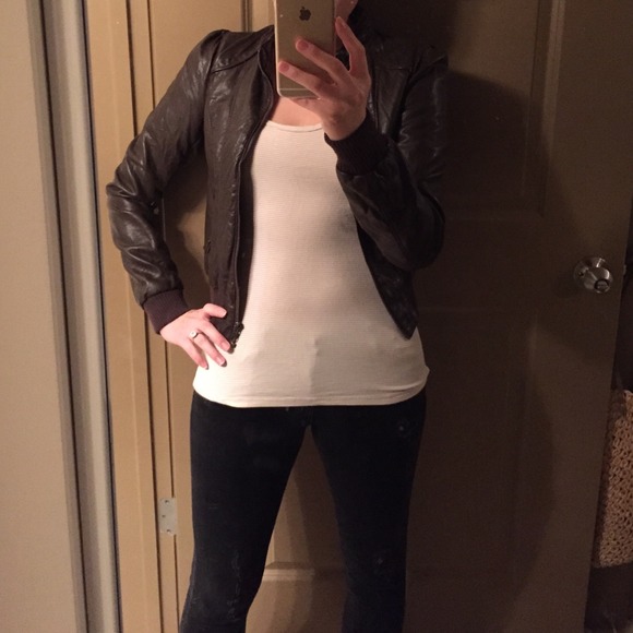 Jackets & Blazers - Divided faux leather dark brown jacket