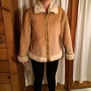 Brown leather shearling jacket