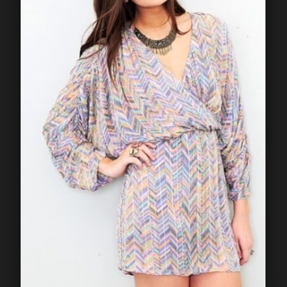 PARKER Batwing Zigzag Evening Dress