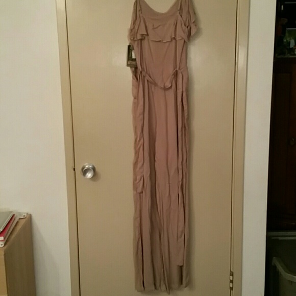 Kaki womens jumper suit with fabric waist belt - Picture 2 of 4