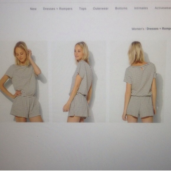 UO black & white striped tshirt romper