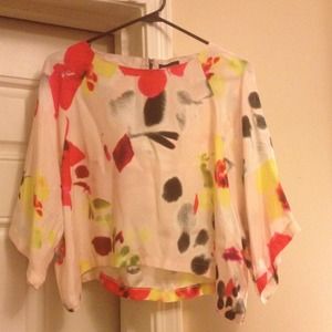 Satin type flower print shirt