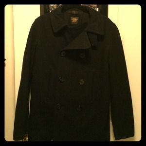 Men's black double breasted pea coat