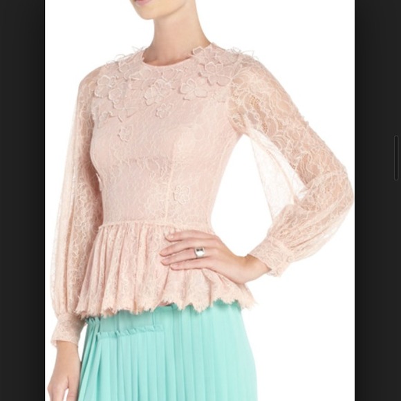 BCBG Tops - BCBG pink lace peplum