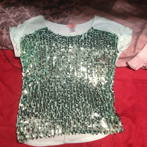 Tiffany blue sequenced shirt