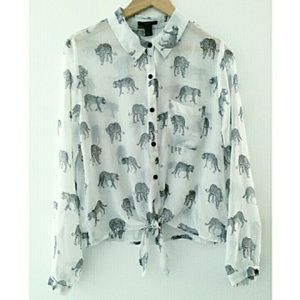 Forever 21 Leopard Front Tie Top