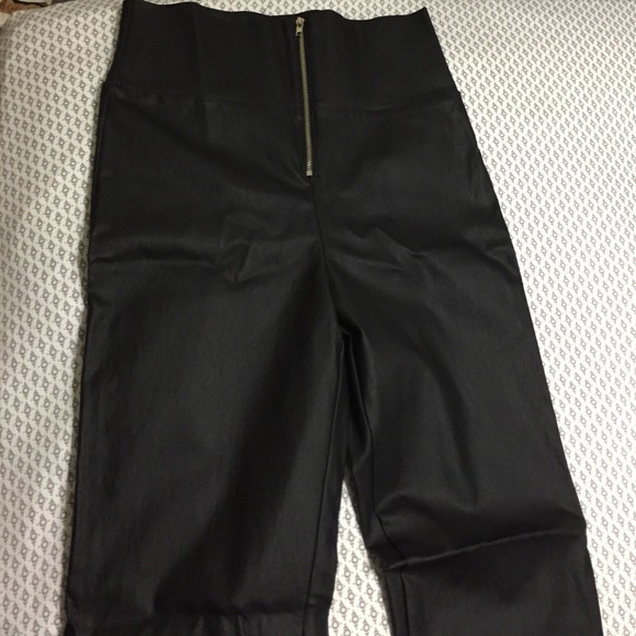 Black Patent Leather High Waisted Pants