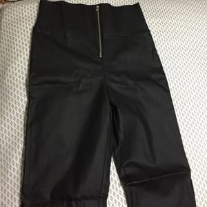 Black Patent Leather High Waisted Pants