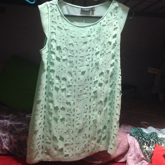 Green tribal cut out shirt